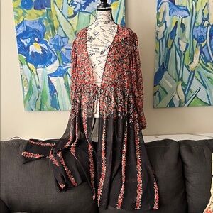 Torrid Black and Red Floral Sheer Wrap